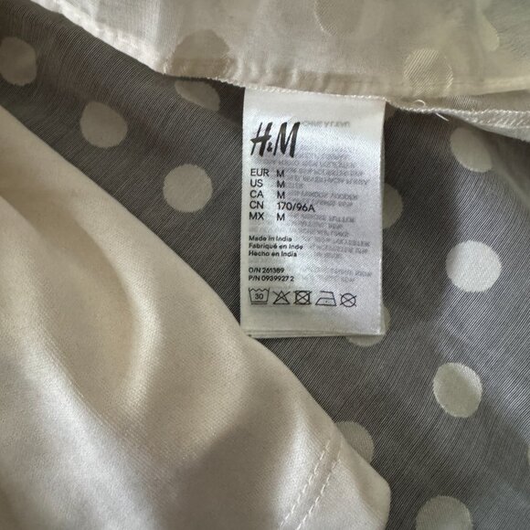 NWT H&M Sheer Ivory Cream Grace Kelly Neck Polka Dot Dress Sz M - Picture 6 of 10
